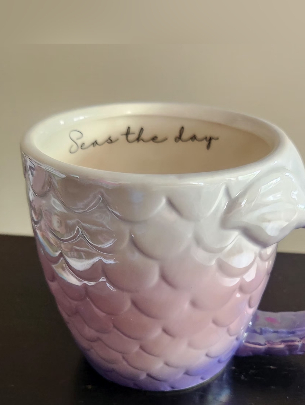 Ceramic Purple Mermaid Tail Coffee Tea Mug Seas The Day - Picture 2 of 6